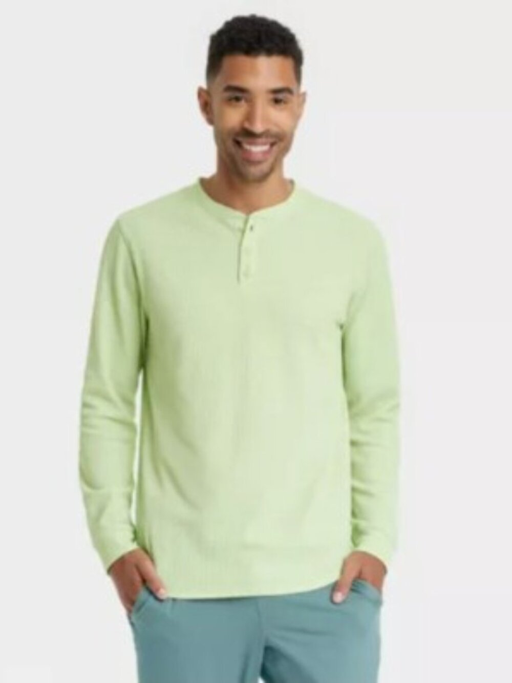 NWOT All in Motion Men's Waffle-Knit Henley Athletic Top